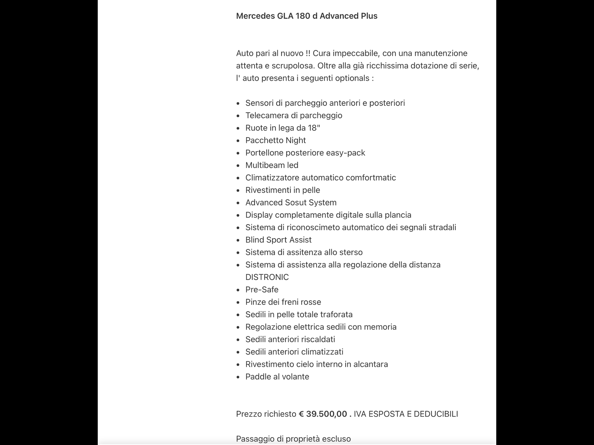 MERCEDES-BENZ GLA 180  D ADVANCED PLUS