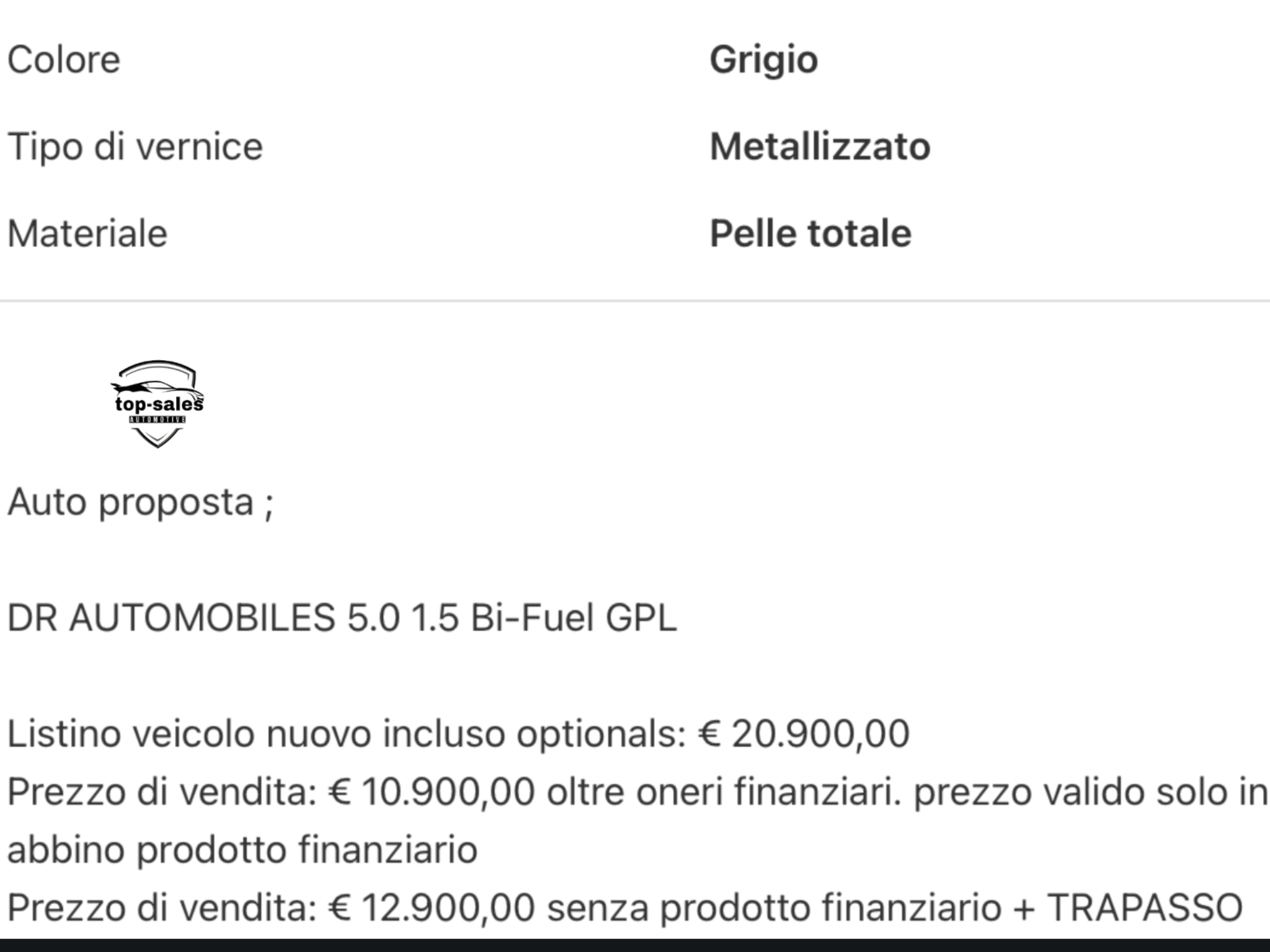 DR AUTOMOBILES DR 5.0 1.5 BI FUEL GPL