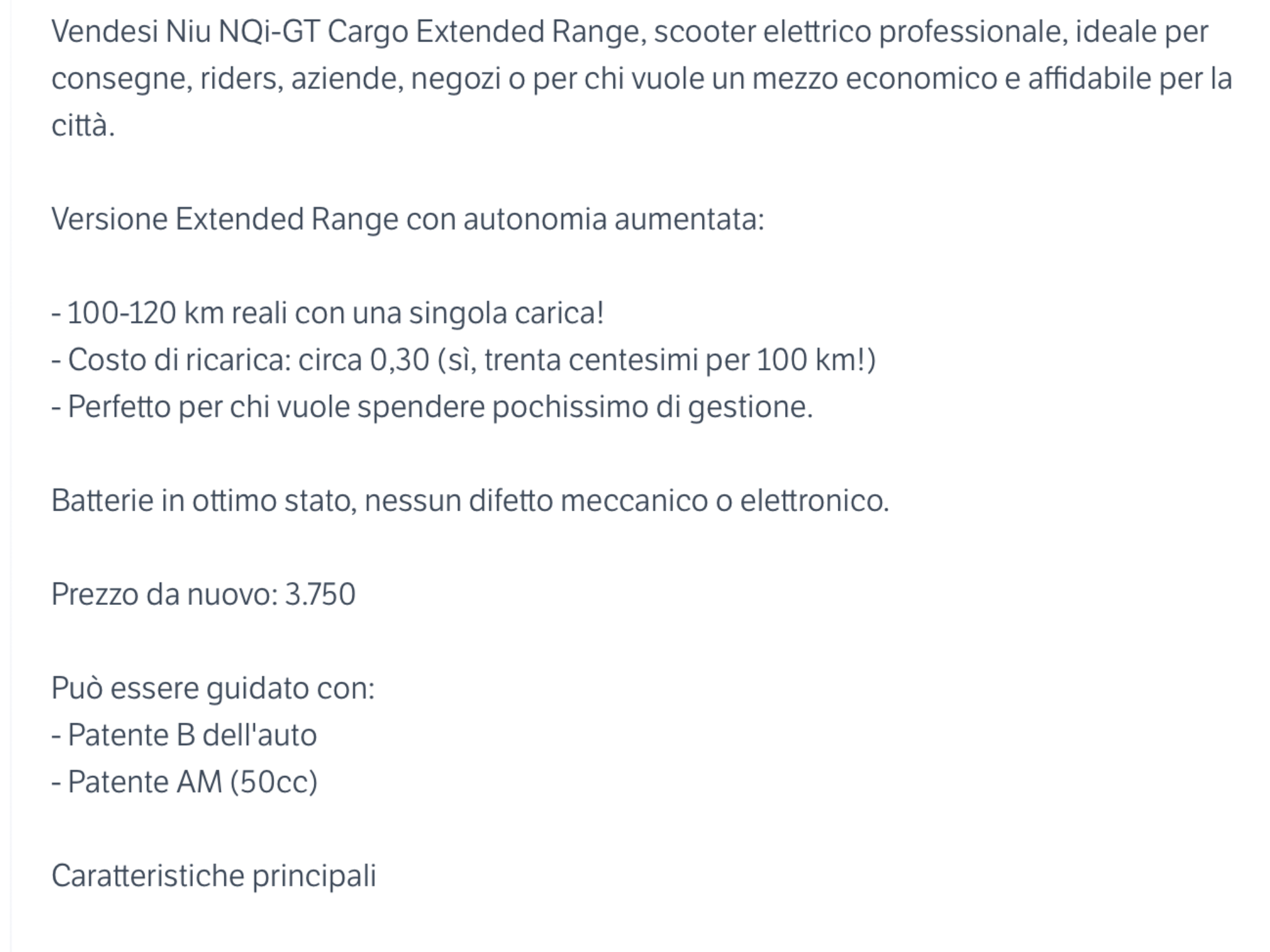 SCOOTER ELETTRICO NIU NQI- GT CARGO