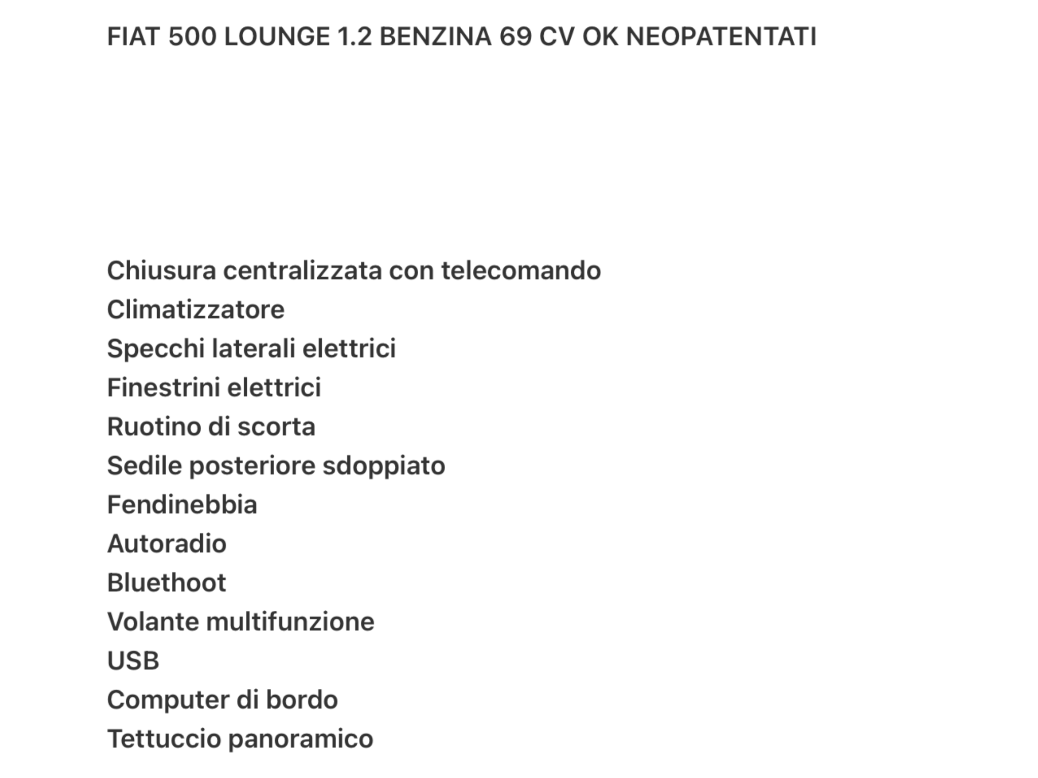 FIAT500 1.2 LOUNGE SI NEOPATENTATI