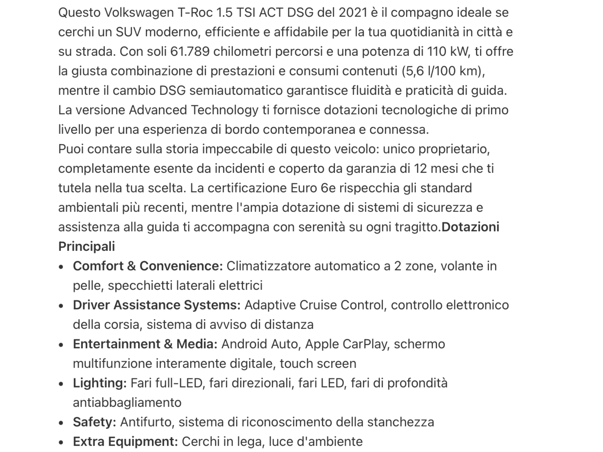 VOLKSWAGEN T- ROC 1.5 TSI ACT DSG PERFETTA