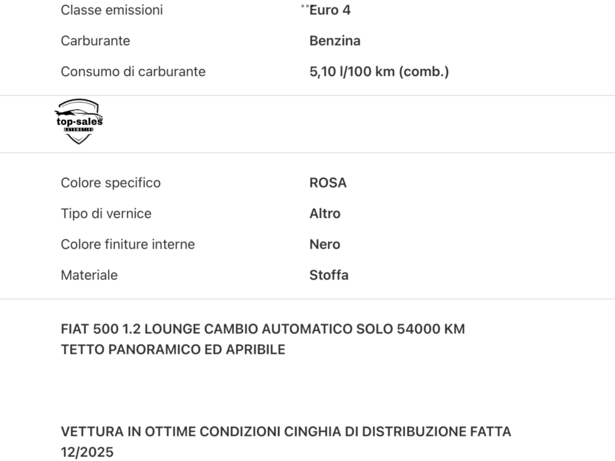 FIAT 500  LOUNGE 1.2 AUTOMATICA