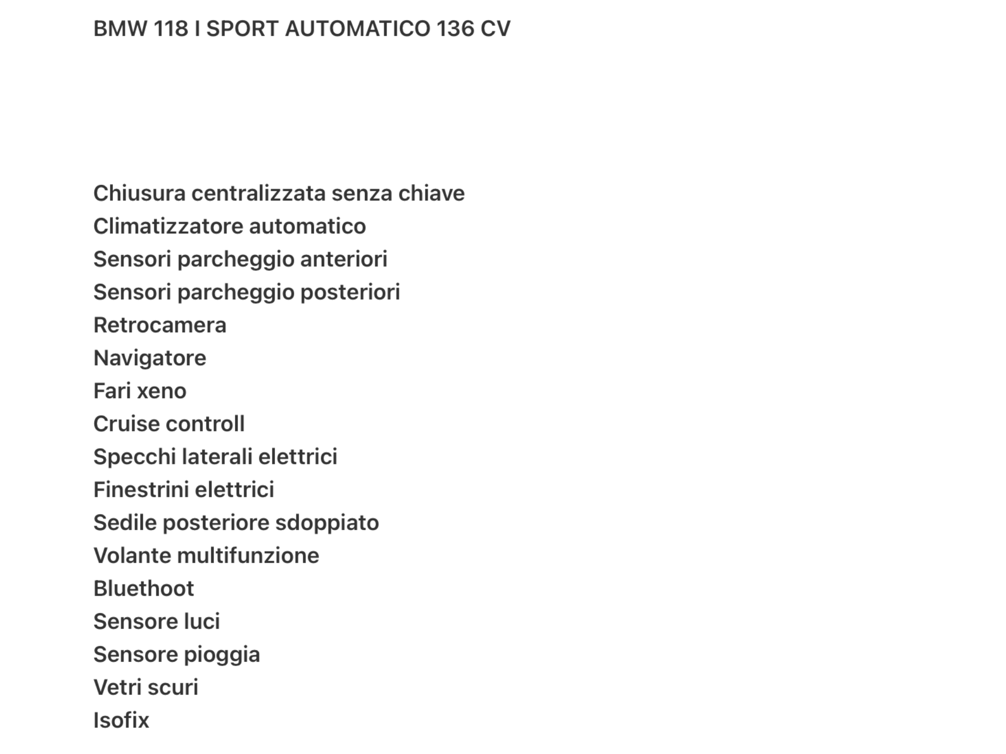 BMW  118 i SPORT 1.5 BZ  136 CV PERFETTA