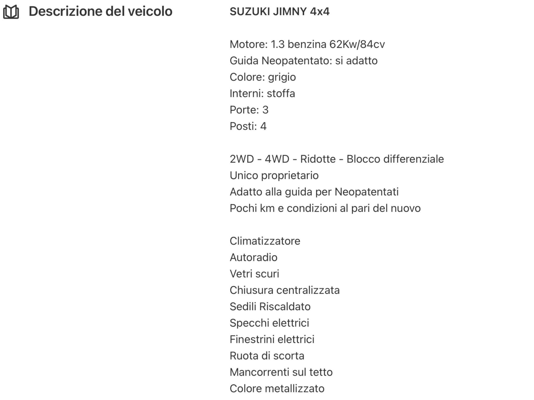 SUZUKI JIMNY 1.3 4×4  GANCIO TRAINO