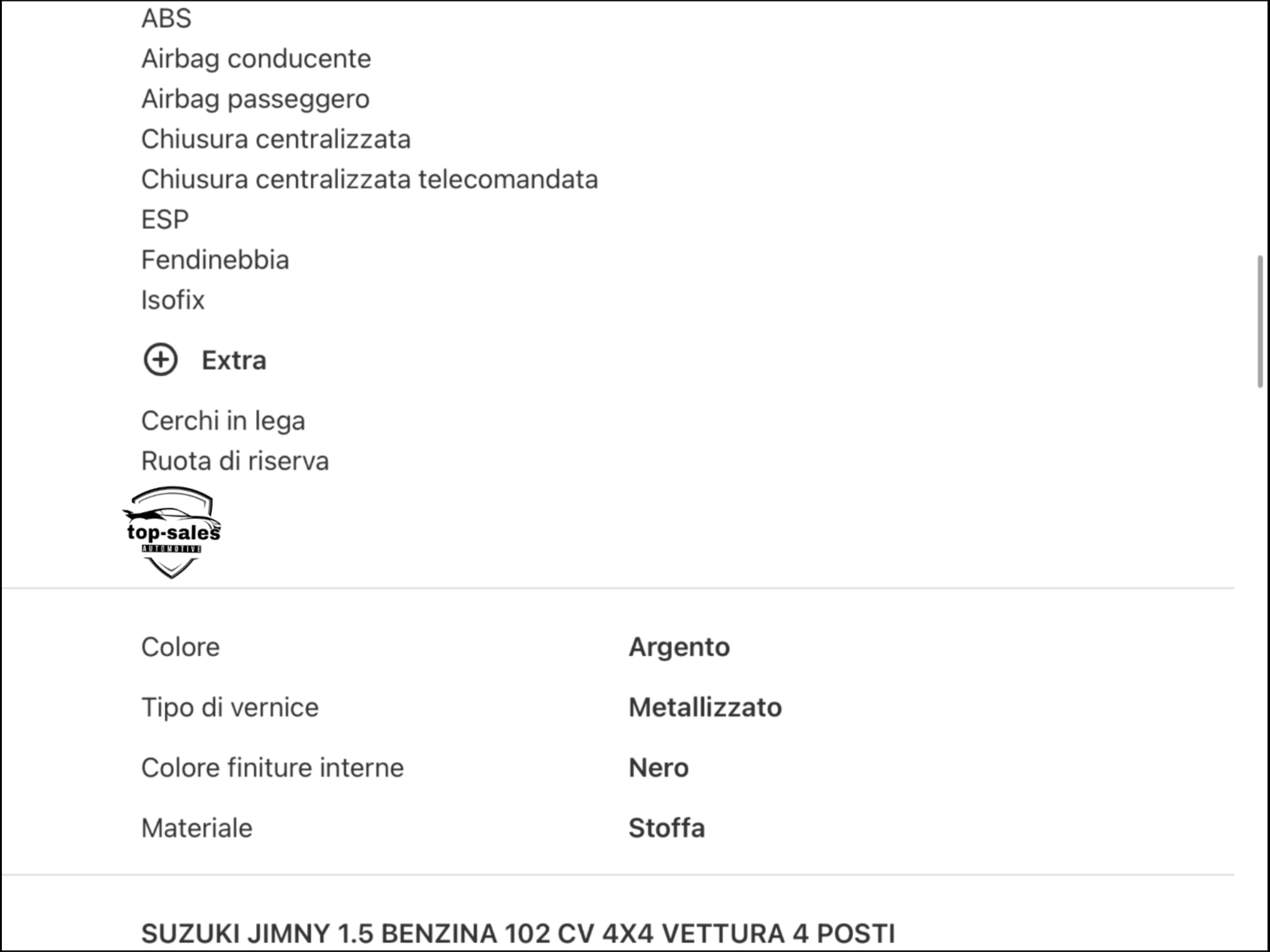 SUZUKI JIMNI 1.5 4×4  ALL GRIP NUOVA
