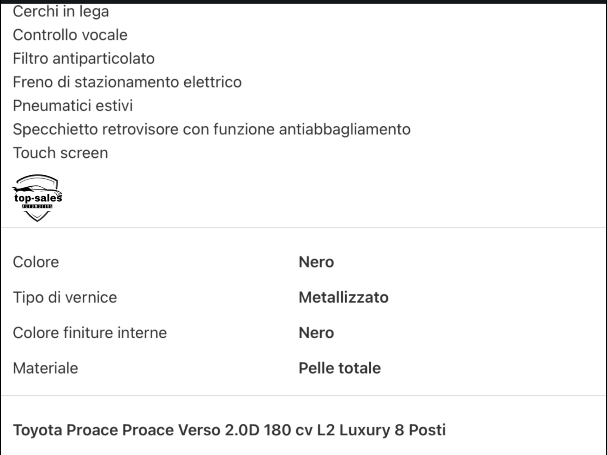 TOYOTA PROACE VERSO 2.0 L2 LUXURY 8 POSTI