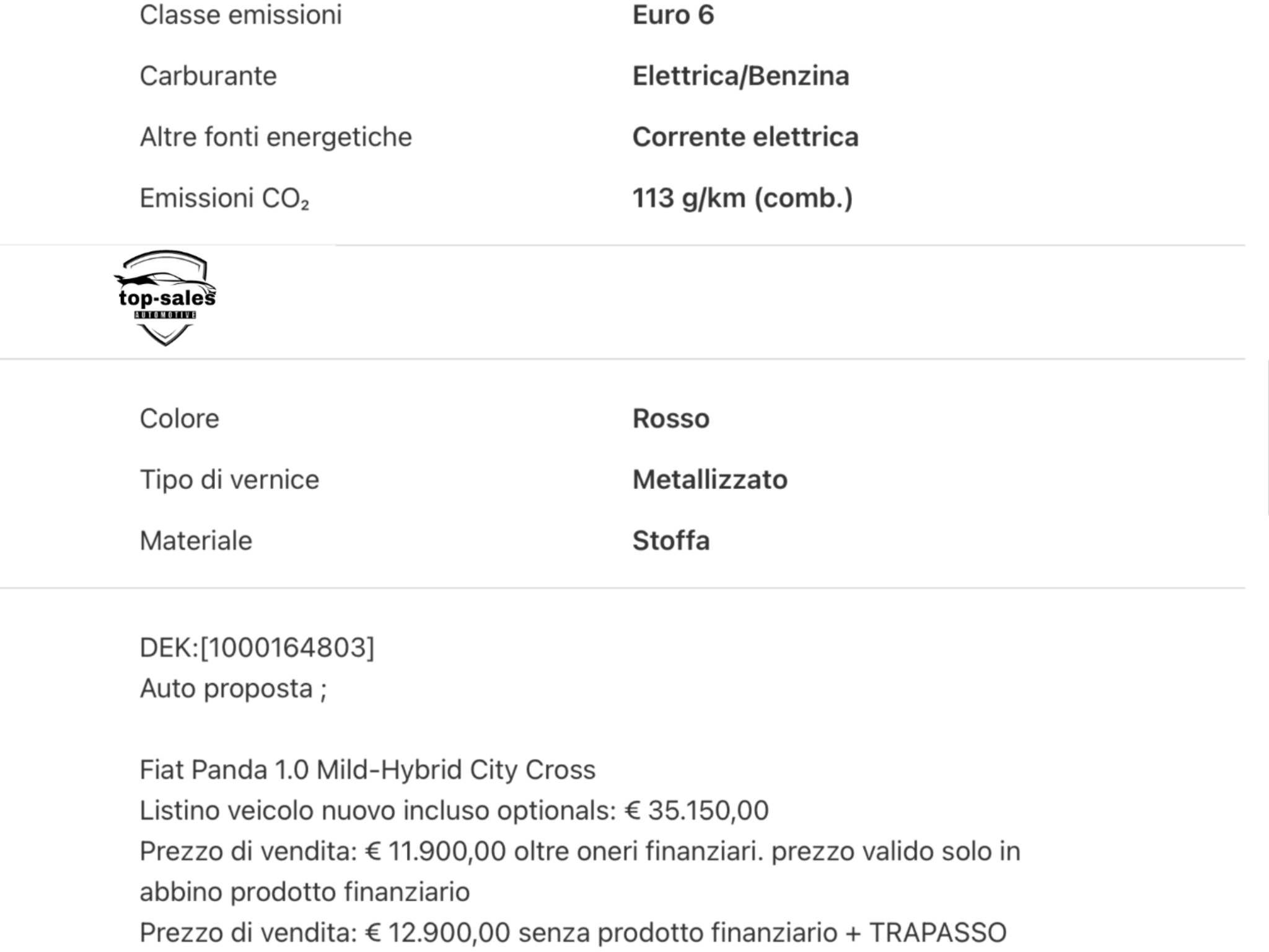 FIAT PANDA 1.0 FIREFLY S&S HYBRID CITY CROOS