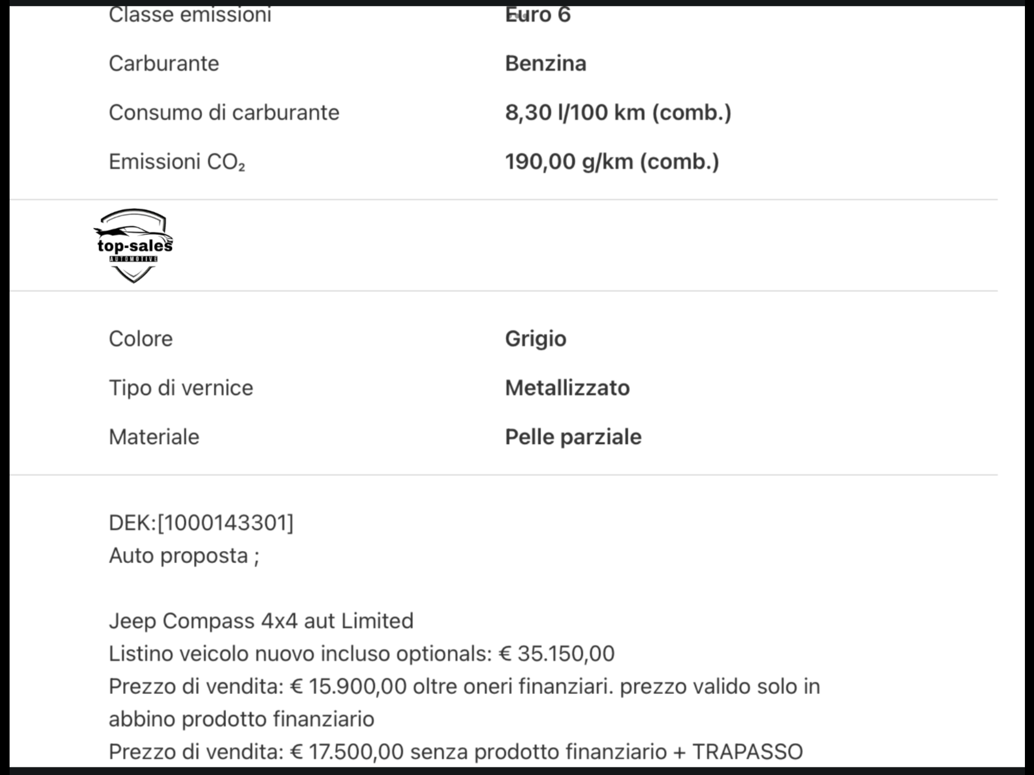 JEEP COMPASS 1.4 MAIR 2  LIMITED 4×4 CV 170
