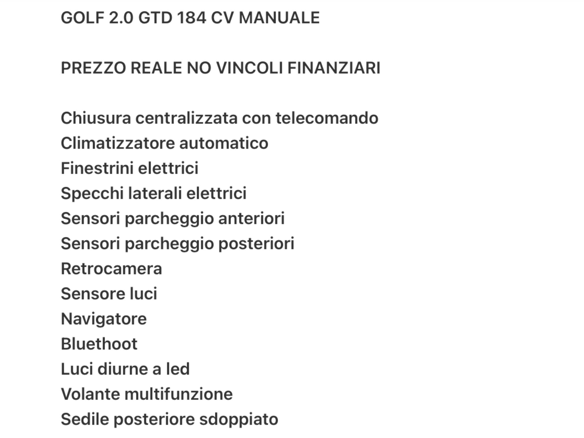 VOLKSWAGEN GOLF GTD 2.0  CV 184 PERFETTA