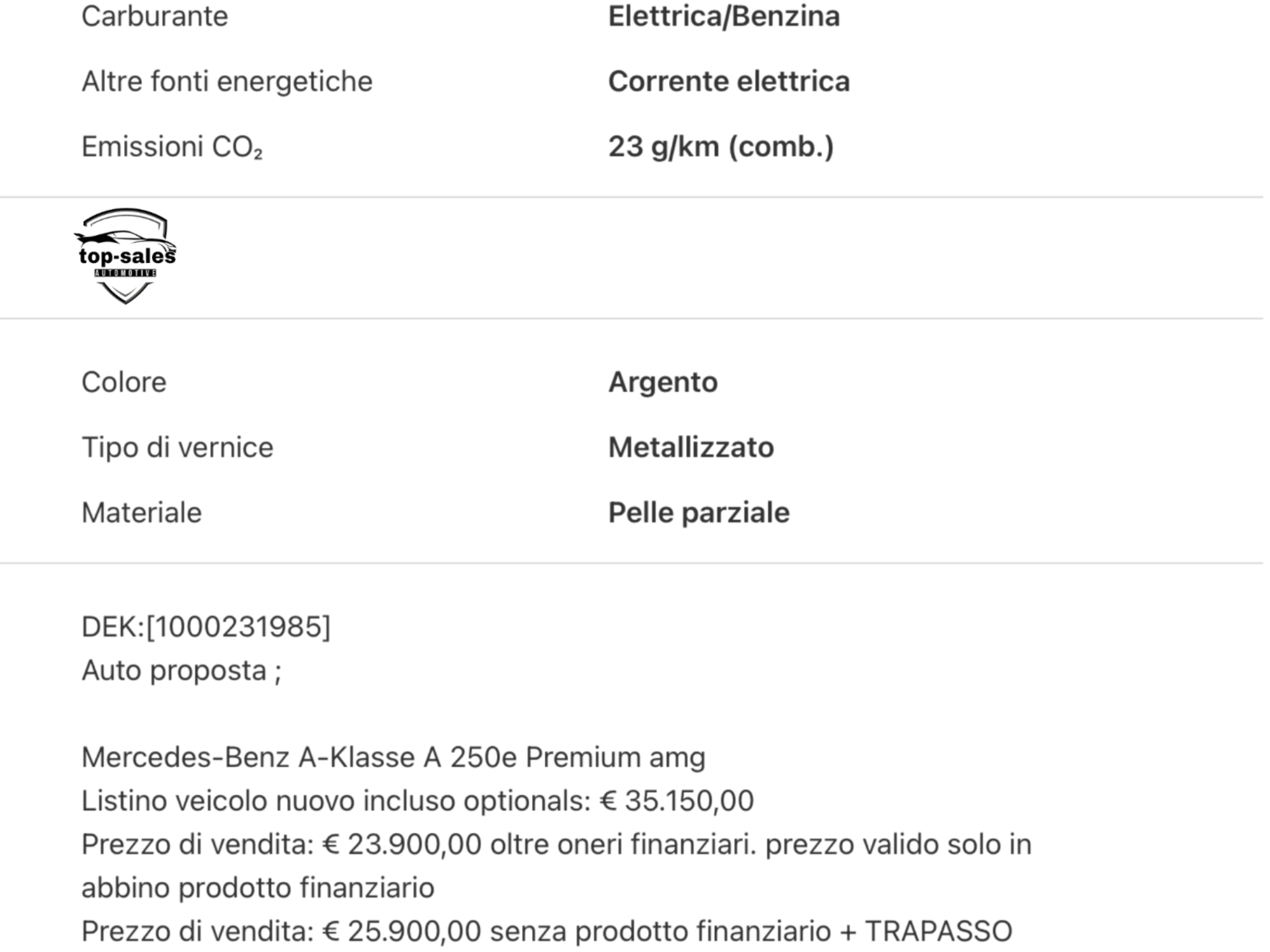 MERCEDES -BENZ A250 E PLUG-IN HYBRID