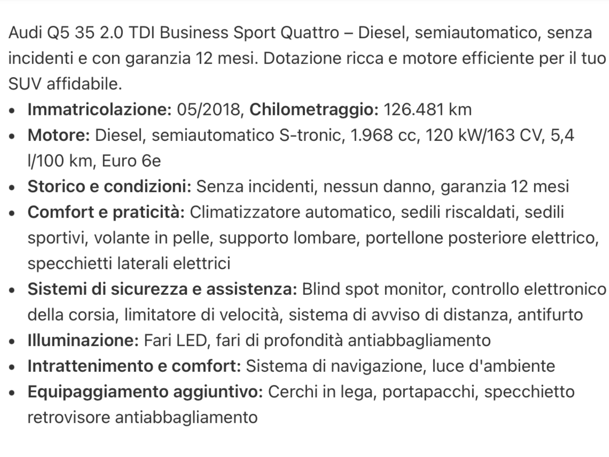 AUDI Q5 2.0 TDI  BUSINESS SPORT 4×4 PERFETTA
