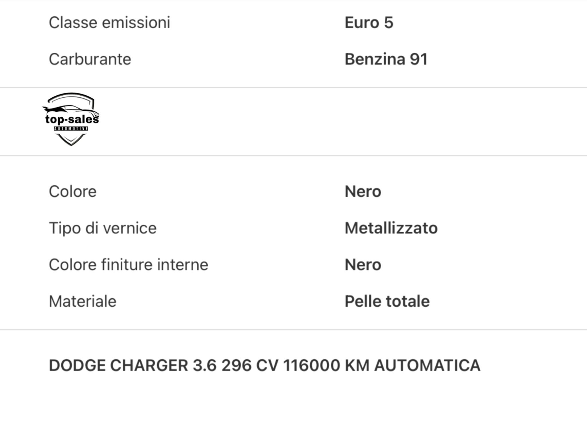 DODGE CHARGER  3.6  CV 296 PERFETTA