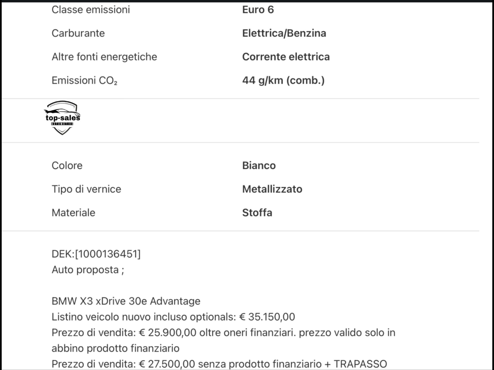 BMW  X3  XDRIVE 30e BUSINESS ADVANTAGE 4×4