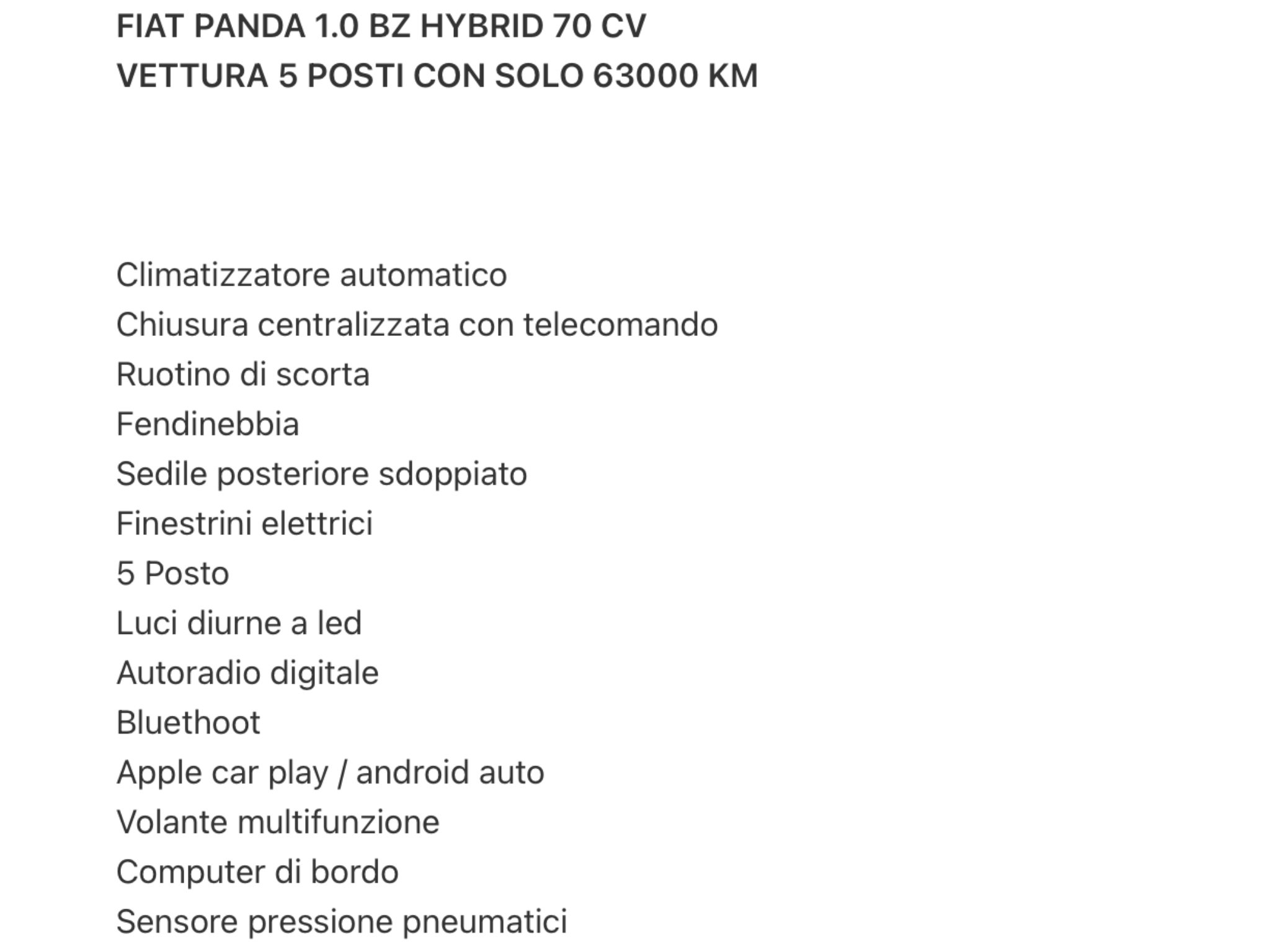 FIAT PANDA CROSS 1.0 FIREFLY HIBRID