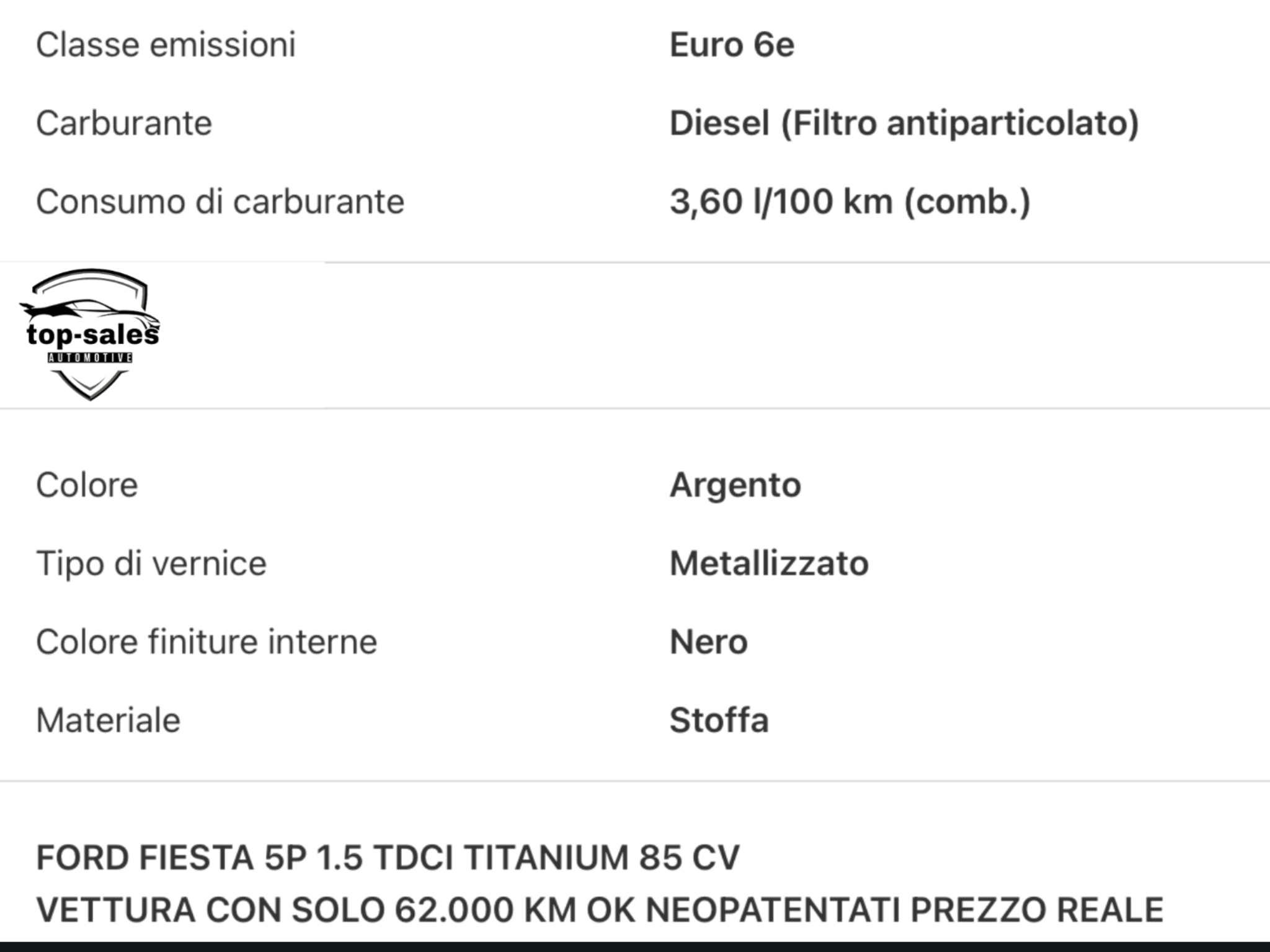 FORD FIESTA  1.5 TDCI TITANIUM  PERFETTA