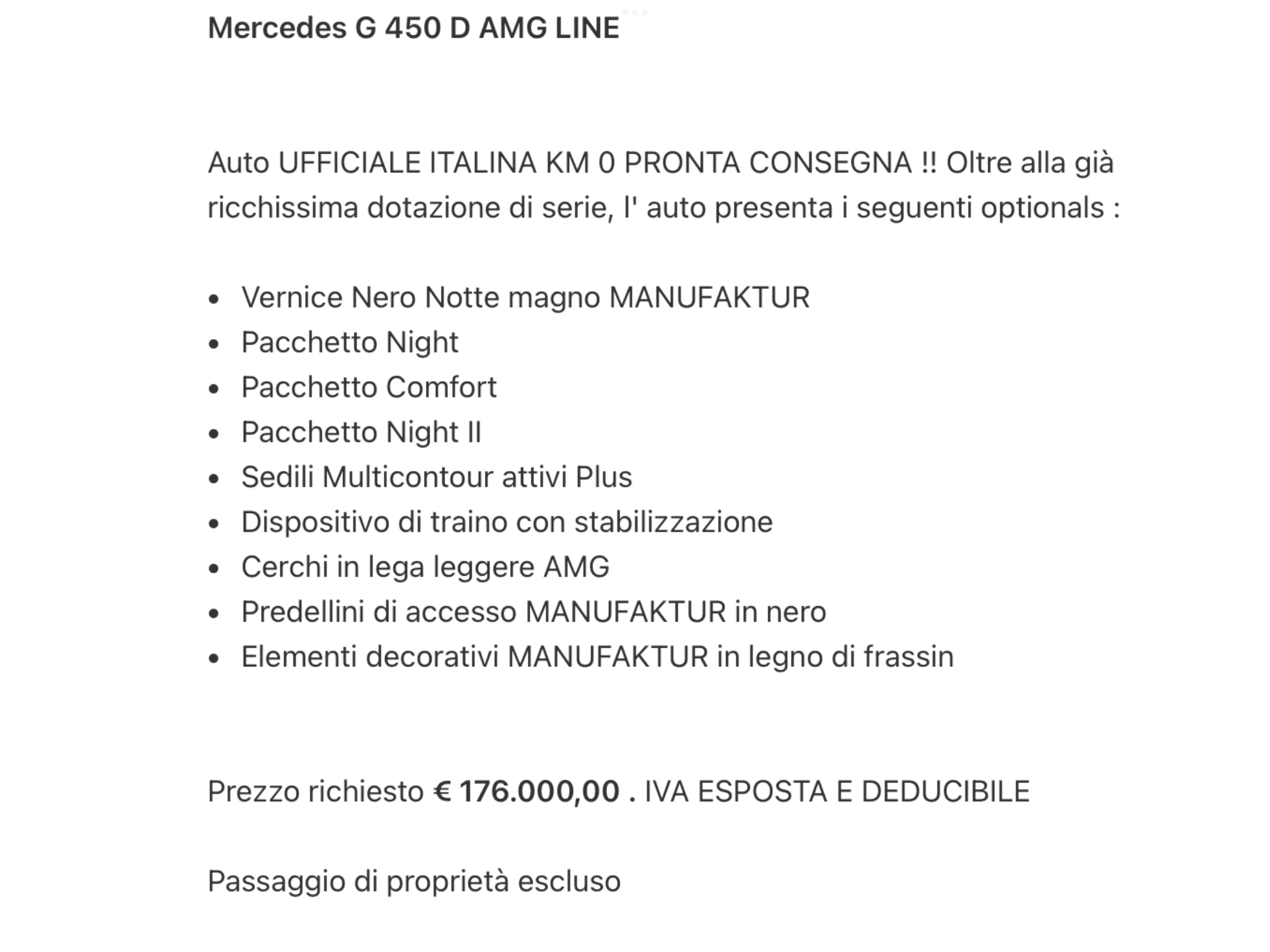 MERCEDES -BENZ G450 D AMG LINE CV 367 .